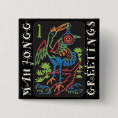 Mah Jongg Bird Grüße Button (Vorderseite)
