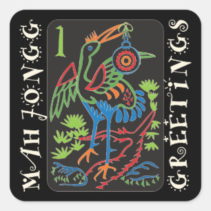 Mah Jongg Bird Grüße Stickers