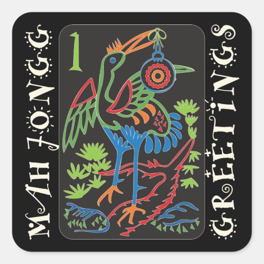 Mah Jongg Bird Grüße Stickers (Vorderseite)