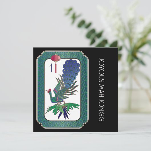 Mah Jongg Bird Holiday Flat Card Einladung (Stehend Vorderseite)