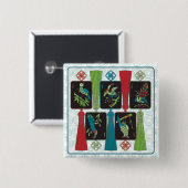 Mah Jongg Bird Tassels Button (Vorne & Hinten)