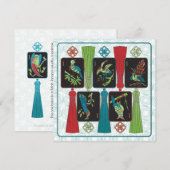 Mah Jongg Bird Tassels Flat Card (Vorne/Hinten)