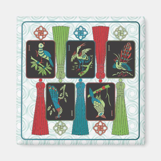 Mah Jongg Bird Tassels Magnet (Vorne)