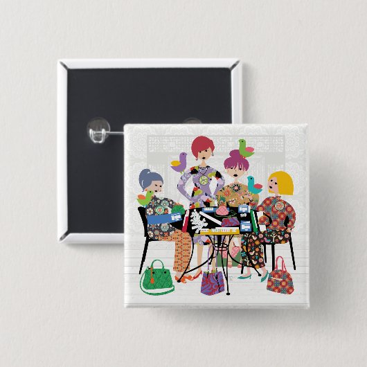 Mah Jongg Birds Button (Vorne & Hinten)