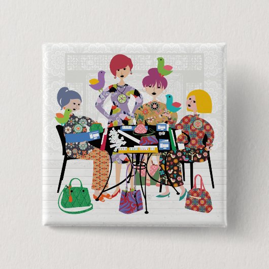 Mah Jongg Birds Button (Vorderseite)