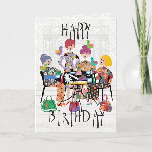 Mah Jongg Birds Card Dankeskarte (Vorderseite)