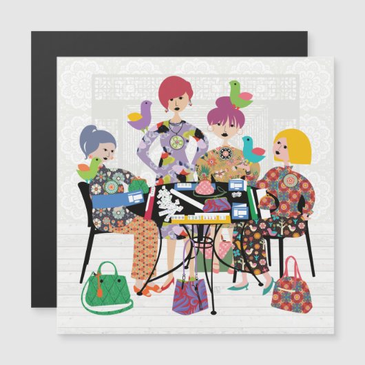 Mah Jongg Birds Flat Magnet (Vorne/Hinten)