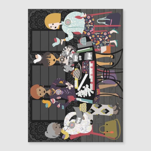 Mah Jongg Birds Magneteinladung (Vorderseite)