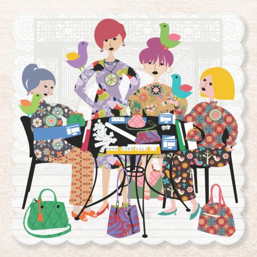 Mah Jongg Birds Paper Untersetzer (Vorderseite)