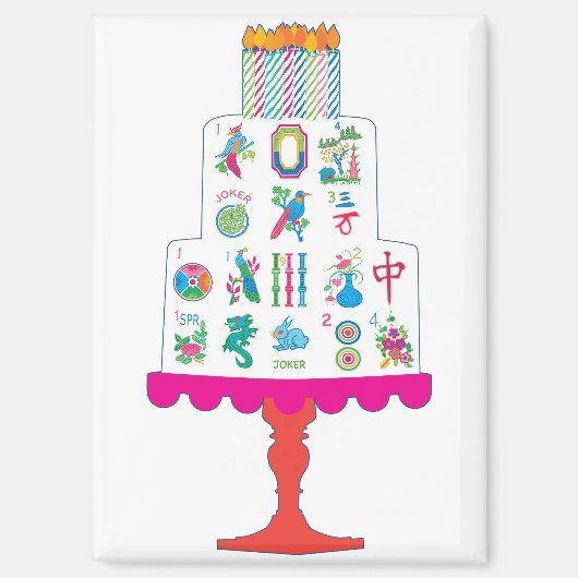 Mah Jongg Birthday Cake Magnet (Vorderseite)