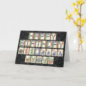 Mah Jongg Birthday Card Karte (Gelbe Blume)