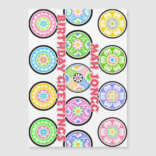 Mah Jongg Birthday Dots Magnetkarte (Vorderseite)