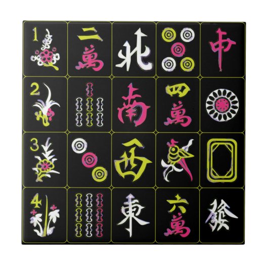 Mah Jongg Black/Fuchsia/Limon Tile Fliese (Vorderseite)
