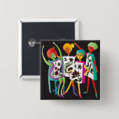 Mah Jongg Blume Dance Button (Vorne & Hinten)