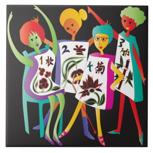 Mah Jongg Blume Dance Fliese (Vorderseite)