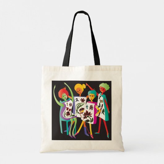 Mah Jongg Blume Dance Tote Bag Tragetasche (Rückseite)