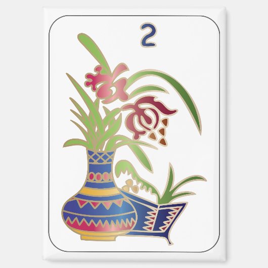 Mah Jongg Blume Magnet (Vorderseite)