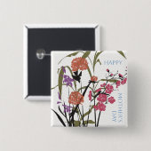 Mah Jongg Blume Mother's Button (Vorne & Hinten)