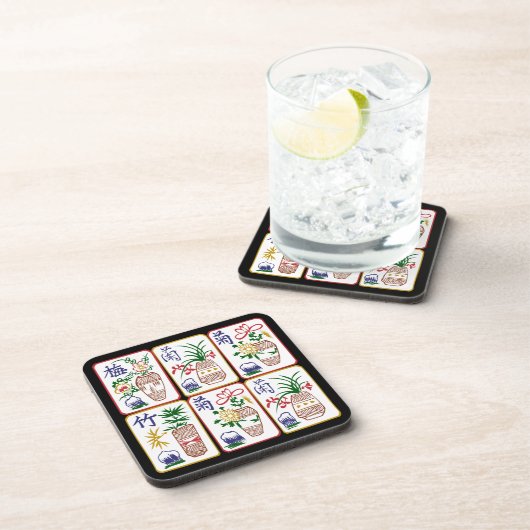 Mah Jongg Blume & One Circles Getränkeuntersetzer (Rechte Seite)