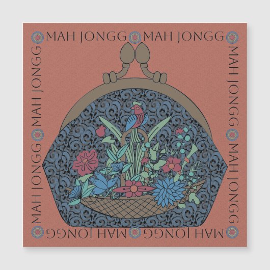 Mah Jongg Blume Purse Flat Magnet (Vorderseite)