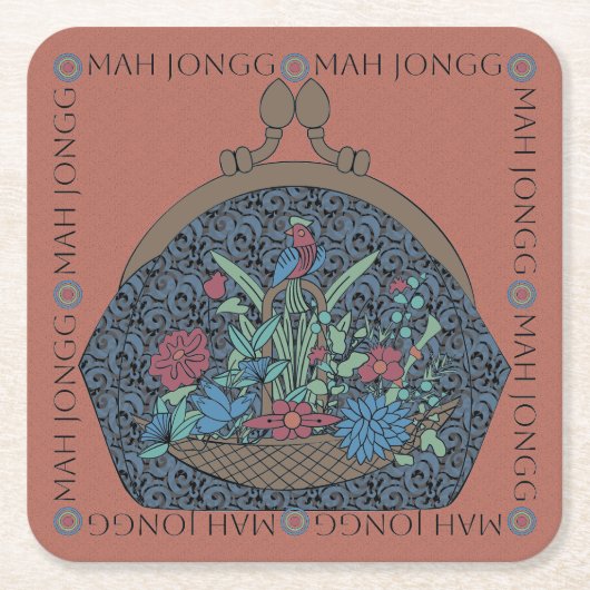 Mah Jongg Blume Purse Untersetzer (Vorderseite)
