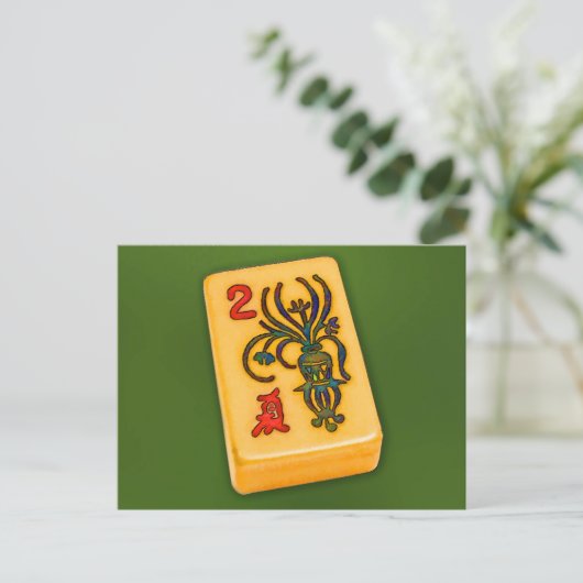 Mah Jongg Blume Tile Postkarte (Stehend Vorderseite)
