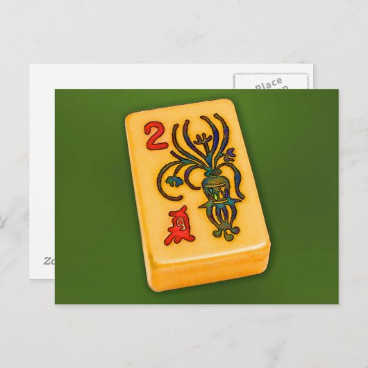 Mah Jongg Blume Tile Postkarte (Vorne/Hinten)