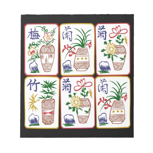Mah Jongg Blume Tiles Notizblock (Vorderseite)