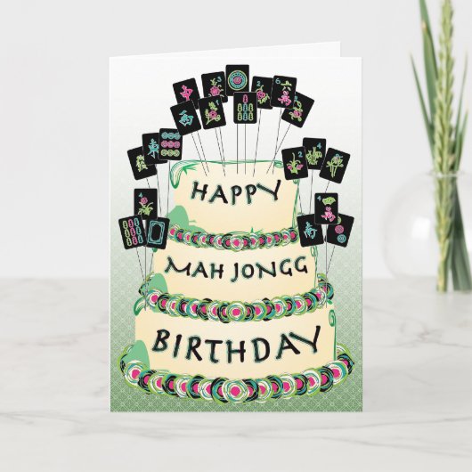 Mah Jongg Cake Birthday Card Karte (Vorderseite)