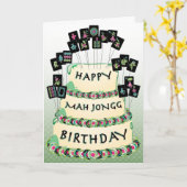 Mah Jongg Cake Birthday Card Karte (Gelbe Blume)