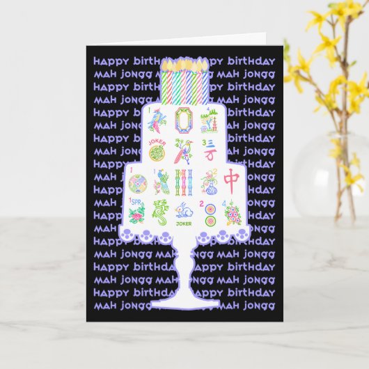 Mah Jongg Cake Birthday Karte (Gelbe Blume)