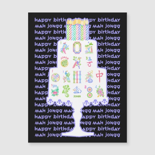 Mah Jongg Cake Birthday Magnetkarte (Vorderseite)