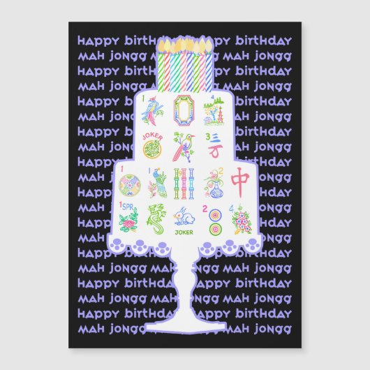 Mah Jongg Cake Birthday Magnetkarte (Vorderseite)