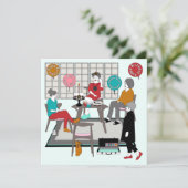 Mah Jongg Cat Birthday Einladung (Stehend Vorderseite)