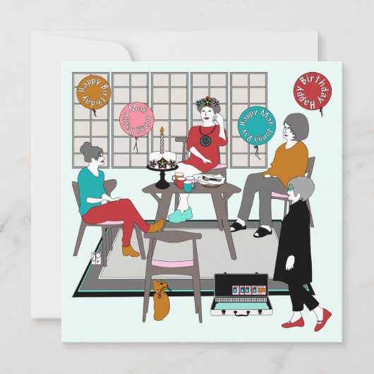 Mah Jongg Cat Birthday Einladung (Vorderseite)