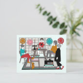 Mah Jongg Cat Birthday Postkarte (Stehend Vorderseite)