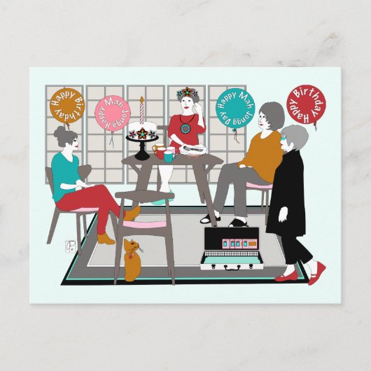 Mah Jongg Cat Birthday Postkarte (Vorderseite)