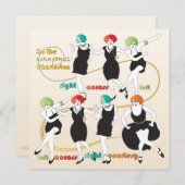 Mah Jongg Charleston Dancers Flat Card Einladung (Vorne/Hinten)