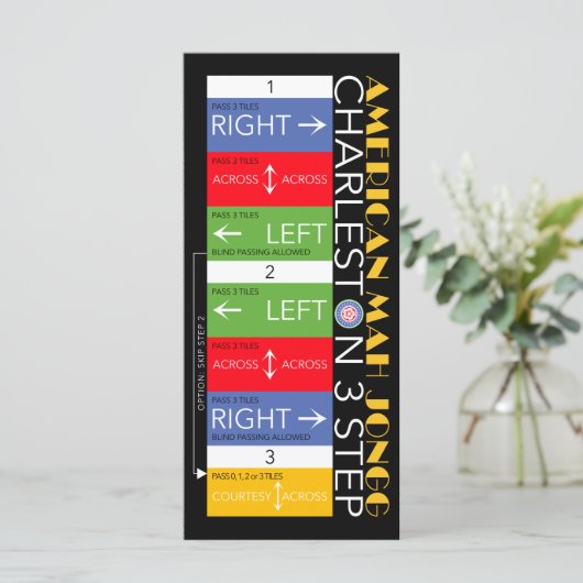 Mah Jongg Charleston Flat Card 1 Menükarte (Stehend Vorderseite)