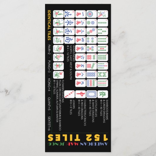 Mah Jongg Charleston Flat Card 2 Menükarte (Rückseite)