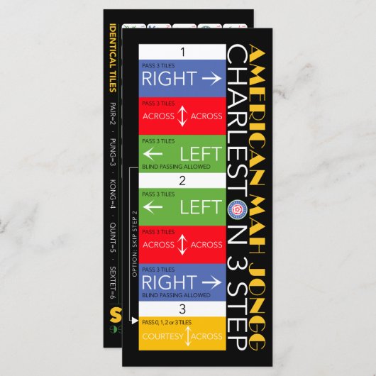 Mah Jongg Charleston Flat Card 2 Menükarte (Vorne/Hinten)