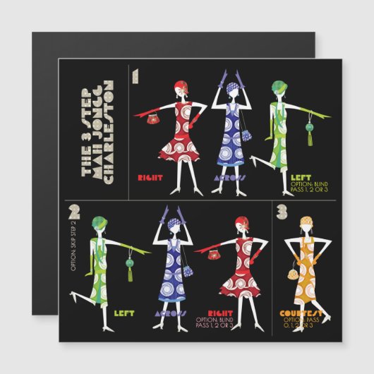 Mah Jongg Charleston Flat Magnet (Vorne/Hinten)