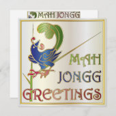 Mah Jongg Christmas One Bam Invasion/Card Einladung (Vorne/Hinten)