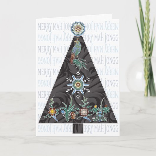 Mah Jongg Christmas Tree Card Karte (Vorderseite)
