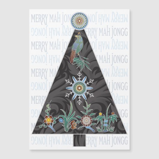 Mah Jongg Christmas Tree Flat Magnet (Vorderseite)