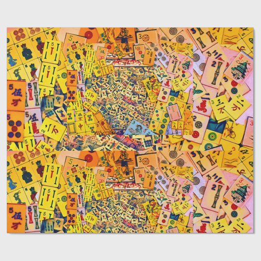Mah Jongg Collage Wrapping Paper Geschenkpapier (Flach)