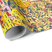 Mah Jongg Collage Wrapping Paper Geschenkpapier (Rolleneckpunkt)