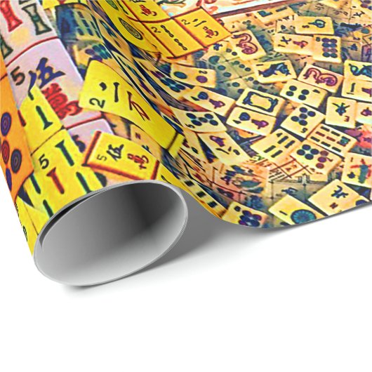 Mah Jongg Collage Wrapping Paper Geschenkpapier (Rolleneckpunkt)