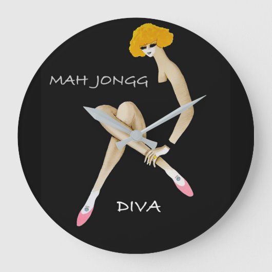 Mah Jongg Diva Wall Clock Große Wanduhr (Vorderseite)