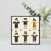 Mah Jongg Dolls Flat Card Einladung (Stehend Vorderseite)